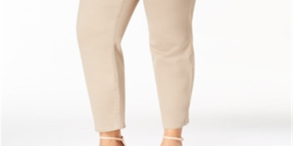 Calvin Klein Women's Plus Bristol Officewear Tummy Slimming Ankle Pants Beige Size 26W