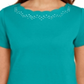 Karen Scott Women's Cotton Scalloped Neck T-Shirt Green Size Medium