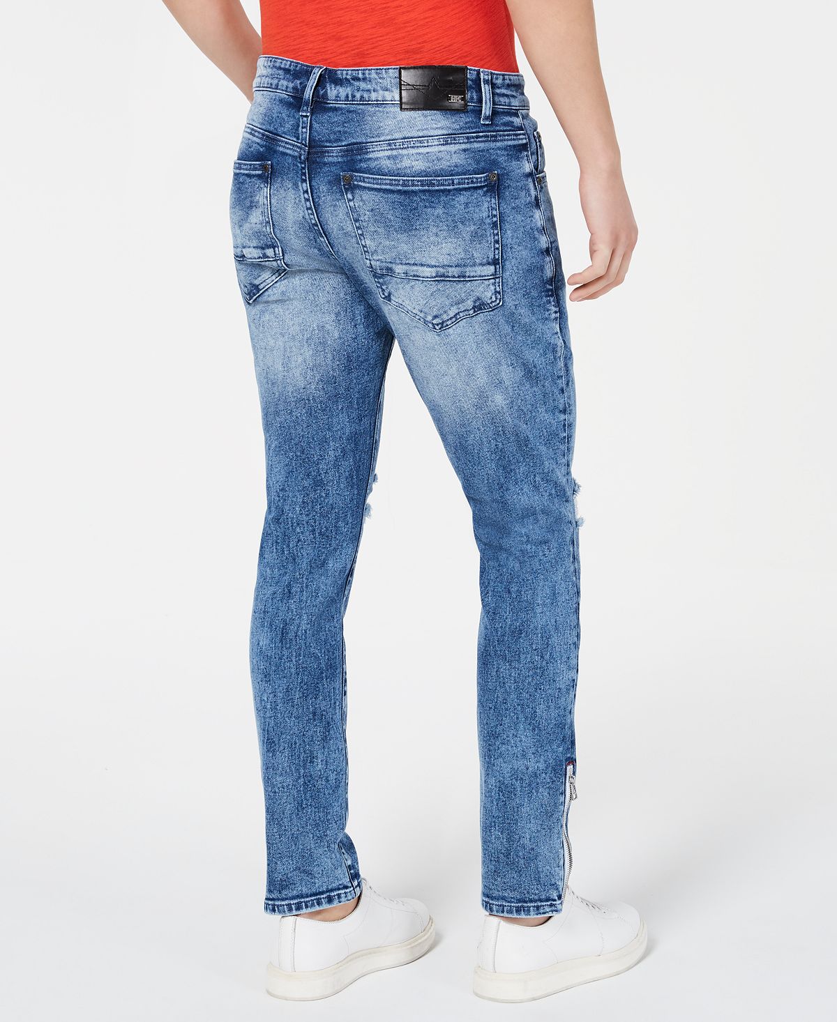 INC International Concepts Men's Stockholm Denim Distressed Skinny Jeans Blue Size 36W