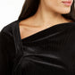 Alfani Women's Textured Scoop Neck Long Sleeve Casual Top Black Size X-Small