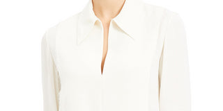 Theory Women's Classic Yoke Popover Collar Tunic White  Size L
