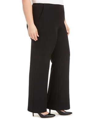 Kasper Women's Stretch Crepe Wide Leg Pants Black Size 22W