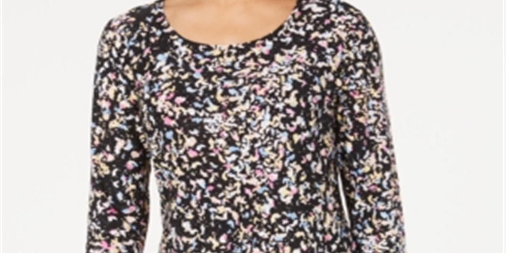 JM Collection Women's Mosaic Gel Dot Top Black Size Petite S