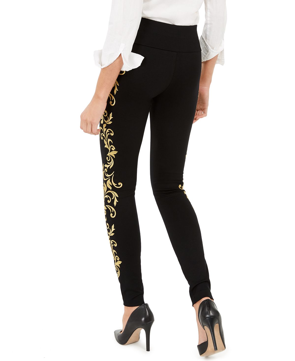 INC International Concepts Women's Embroidered Skinny Pants Black Size 6 Petite