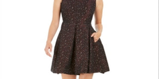 Taylor Women's Zippered Sleeveless Jewel Neck Above the Knee Fit Flare Dress Red Size 2 Petite