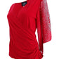 MSK Women's Embellished Chiffon Blouse Red Size M