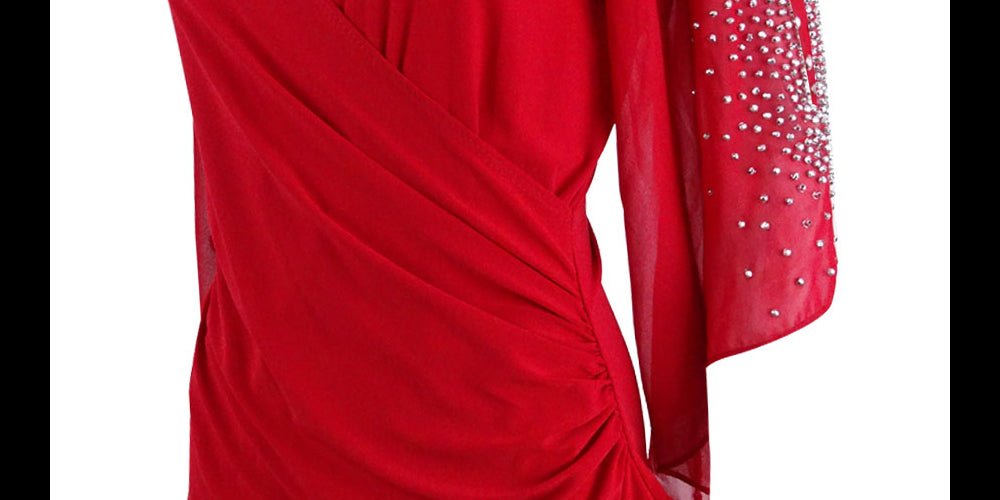 MSK Women's Embellished Chiffon Blouse Red Size M