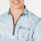 INC International Concepts Men's Quarter Zip Denim Shirt Blue Size Small
