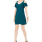 MSK Women's Cold Shoulder Flutter Sleeve Dress Green Size -Petite S