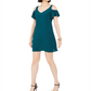 MSK Women's Cold Shoulder Flutter Sleeve Dress Green Size -Petite S