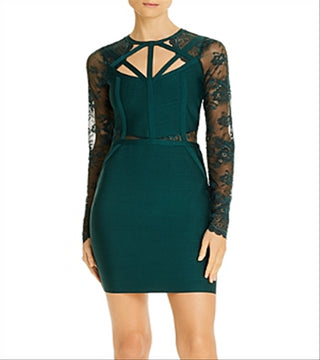 Guess Women's Prianka Lace Sleeve Body Con Dress White Size XS