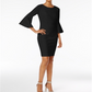 Calvin Klein Women's Bell Sleeve Sheath Dress Black Size 2 Petite