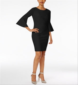 Calvin Klein Women's Bell Sleeve Sheath Dress Black Size 2 Petite