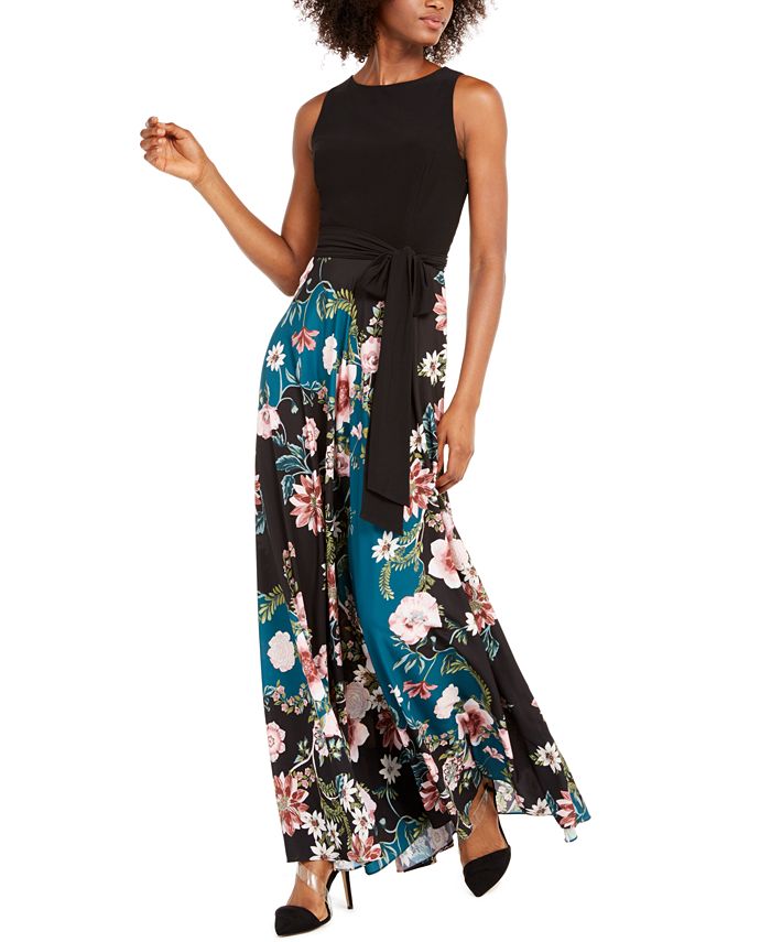INC Iternational Concepts Women's Solid & Floral Print Maxi Dress Black Size 0