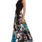 INC Iternational Concepts Women's Solid & Floral Print Maxi Dress Black Size 0