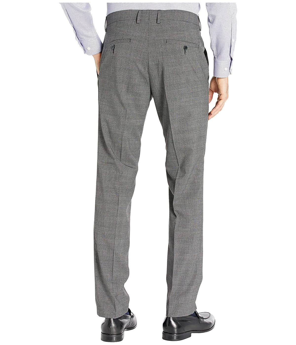 Kenneth Cole Reaction Men's Stretch Heather Glen Plaid Slim Fit Flat Front Dress Pants Grey Size 40X32