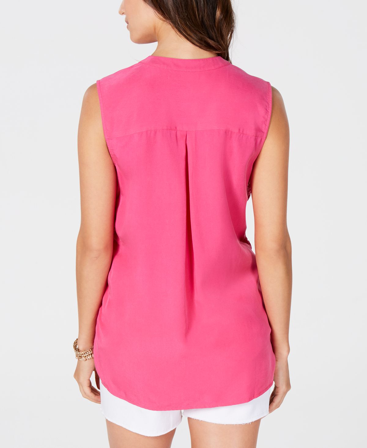 Style & Co Women's Cinched Side Sleeveless Top Pink Size Petite XL