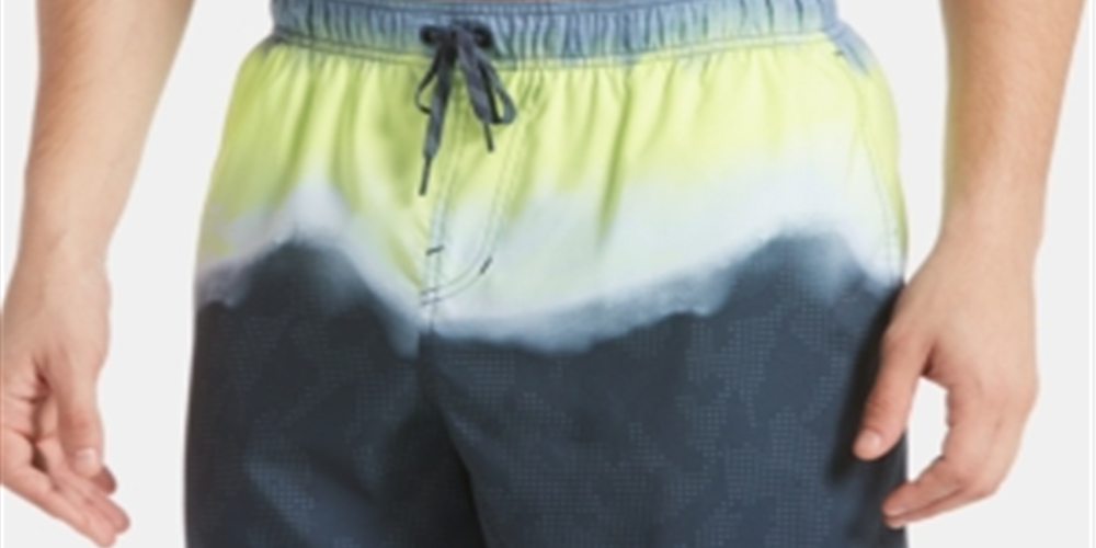 Nike Men's Optic Halo Horizon Colorblocked Swim Trunks Yellow Size XXL