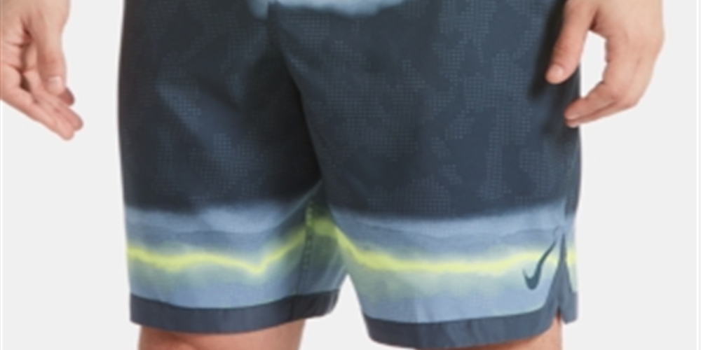 Nike Men's Optic Halo Horizon Colorblocked Swim Trunks Yellow Size XXL