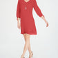 JM Collection Women's Tie Sleeve Necklace Dress Red Size Petite Medium