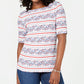 Karen Scott Women's  Printed Boat-Neck Top White Size S