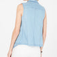 Style & Co Women's Draped-Front Frayed-Hem Vest Blue Size Larger