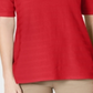 Charter Club Women's Cotton Texture-Striped Elbow-Sleeve Top Red Size XL