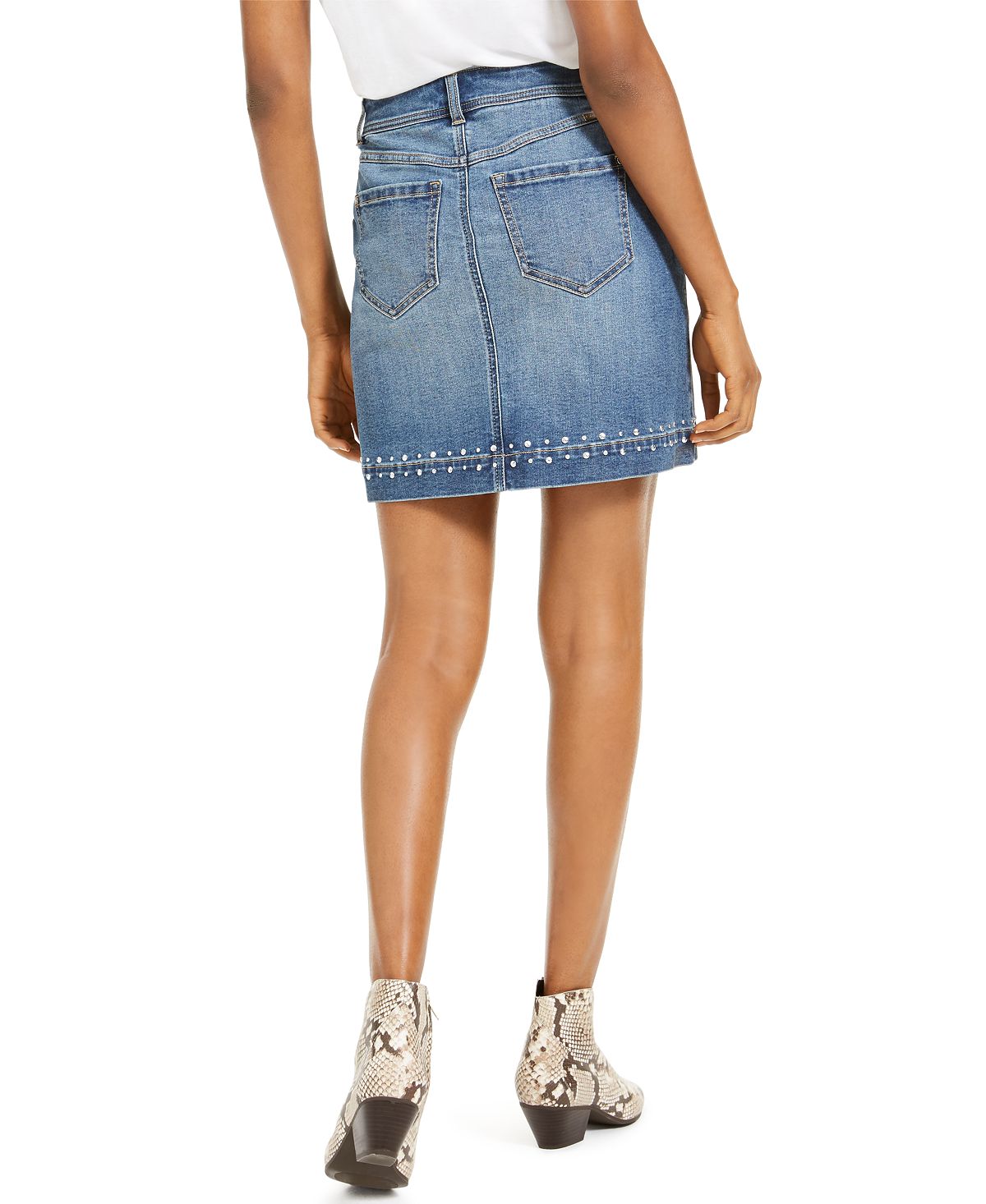 INC Iternational Concepts Women's Studded Jean Skirt Blue Size 6