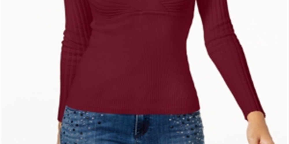 INC Iternational Concepts Women's Ribbed Pullover Sweater Red Size Petite Medium