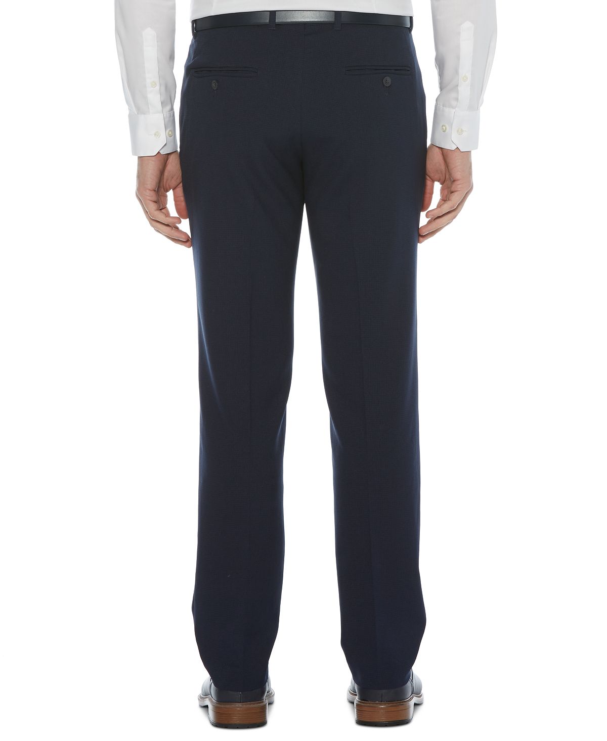 Perry Ellis Men's Modern Fit Non Iron Performance Stretch Textured Check Dress Pants Dark Blue Size 30X30
