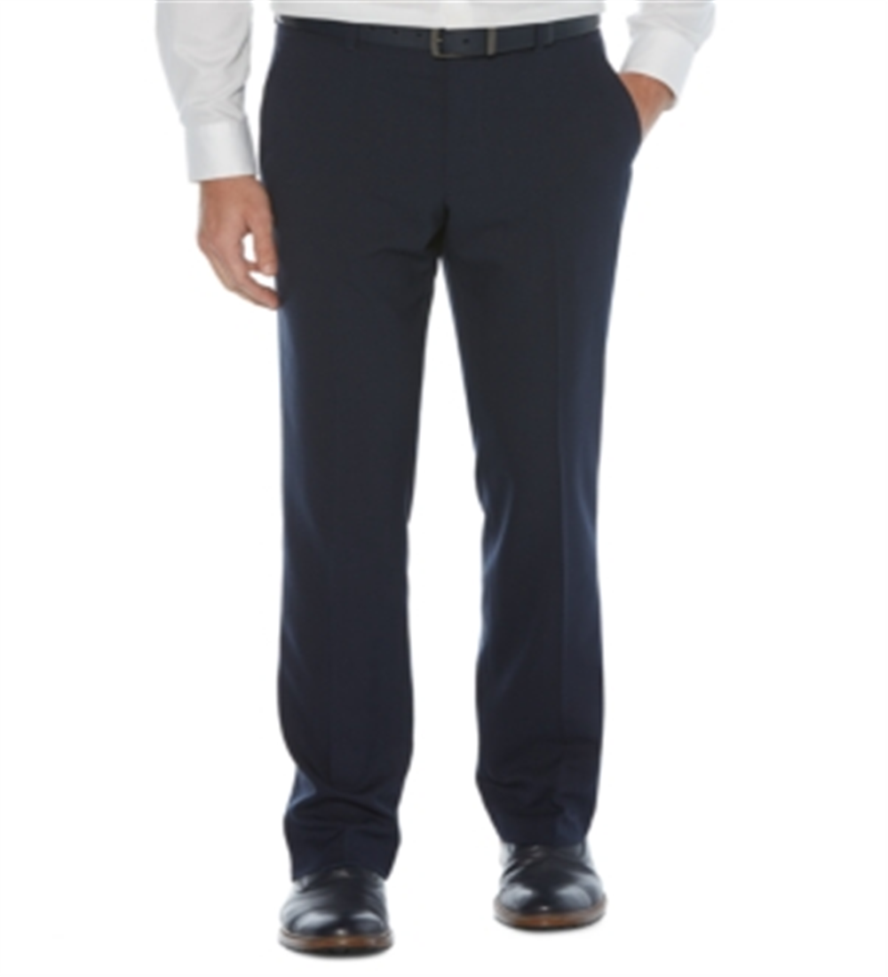 Perry Ellis Men's Modern Fit Non Iron Performance Stretch Textured Check Dress Pants Dark Blue Size 30X30