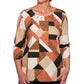 Alfred Dunner Women's Tunics Geometric Embellished Top Brown Size Petite L