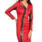 Thalia Sodi Women's Faux Leather Trim Sheath Dress Red Size X-Large