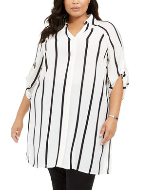 Alfani Women's Plus Printed Super Tunic White Size 1X