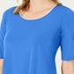 JM Collection Women's Braided Sleeve Tunic Blue Size Petite XL