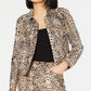INC Iternational Concepts Women's Leopard Print Jacket Brown Size X-Small