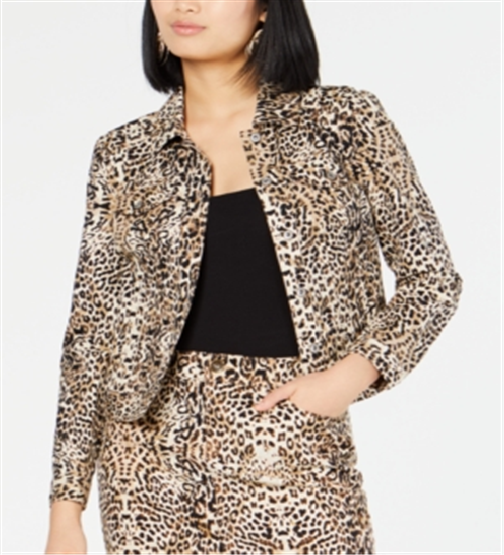 INC Iternational Concepts Women's Leopard Print Jacket Brown Size X-Small