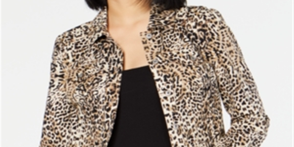 INC Iternational Concepts Women's Leopard Print Jacket Brown Size X-Small