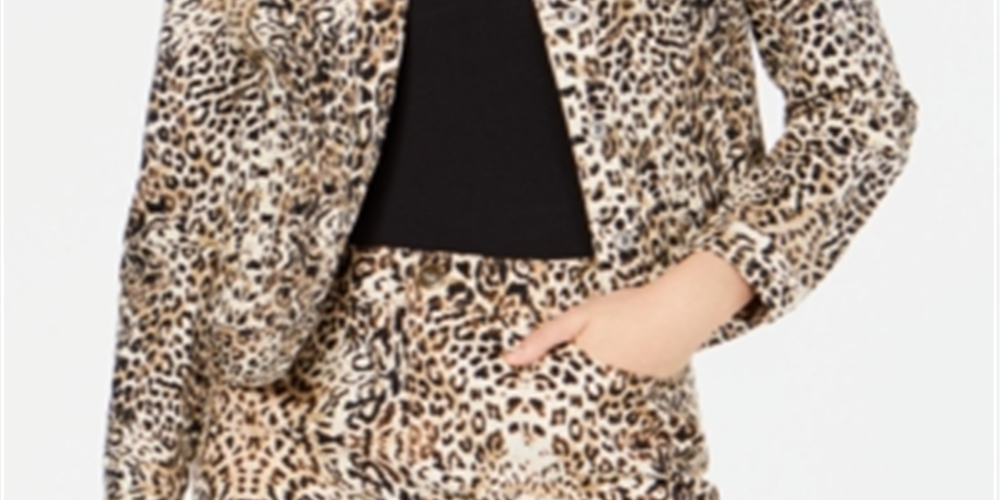 INC Iternational Concepts Women's Leopard Print Jacket Brown Size X-Small