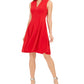 Calvin Klein Women's Star Neck a Line Dress Red Size 16