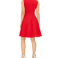 Calvin Klein Women's Star Neck a Line Dress Red Size 16