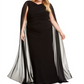 Betsy & Adam Women's Chiffon Cape Gown Black Size 22W