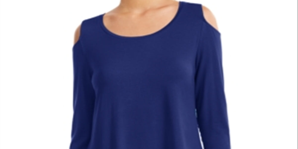 JM Collection Women's Cold-Shoulder Top Blue Size XL