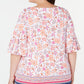 Charter Club Women's Plus Autumn Print Bell Sleeve Blouse White Size 2X