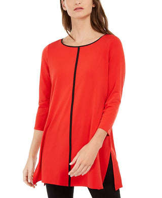 Alfani Women's Piped Tunic Wine Size Petite XL