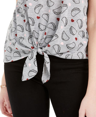 Love Tribe Juniors' Taco Tie-Front T-Shirt Gray Size S