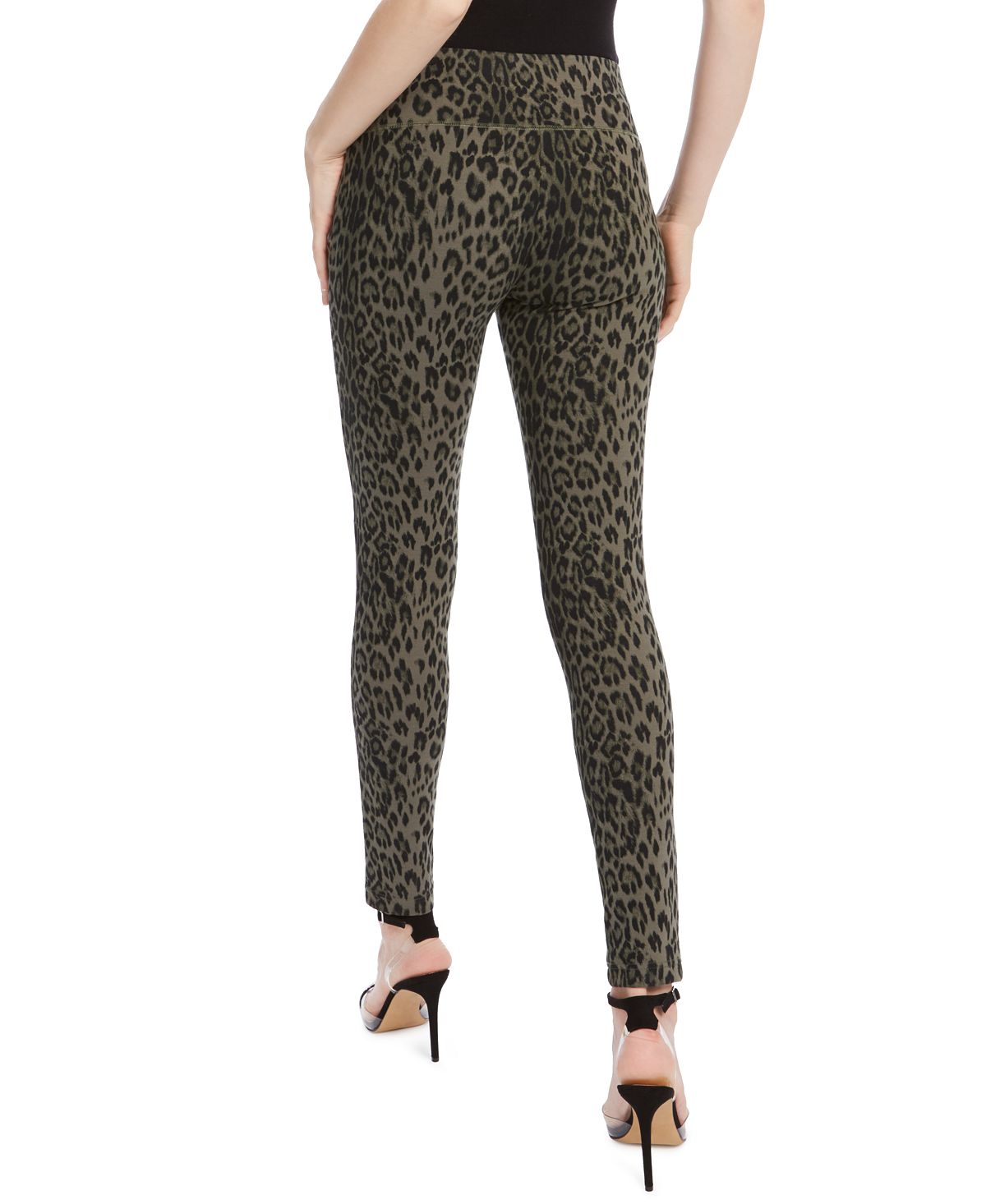 INC Iternational Concepts Women's Animal Print Curvy Fit Skinny Pants Green Size 8