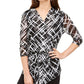 Alfani Women's 3/4 Sleeve Printed Tunic Plaited Black Size Petite Small