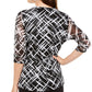 Alfani Women's 3/4 Sleeve Printed Tunic Plaited Black Size Petite Small