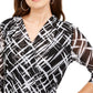 Alfani Women's 3/4 Sleeve Printed Tunic Plaited Black Size Petite Small